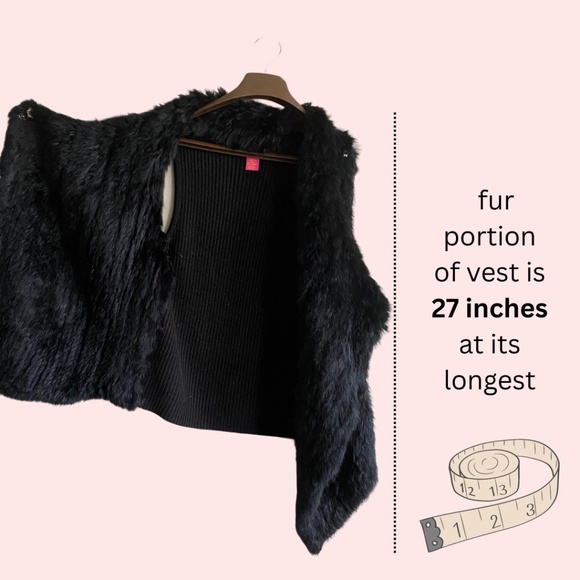 Catherine Malandrino Long Drape Genuine Rabbit Fur Vest (Black- S) - Picture 10 of 13